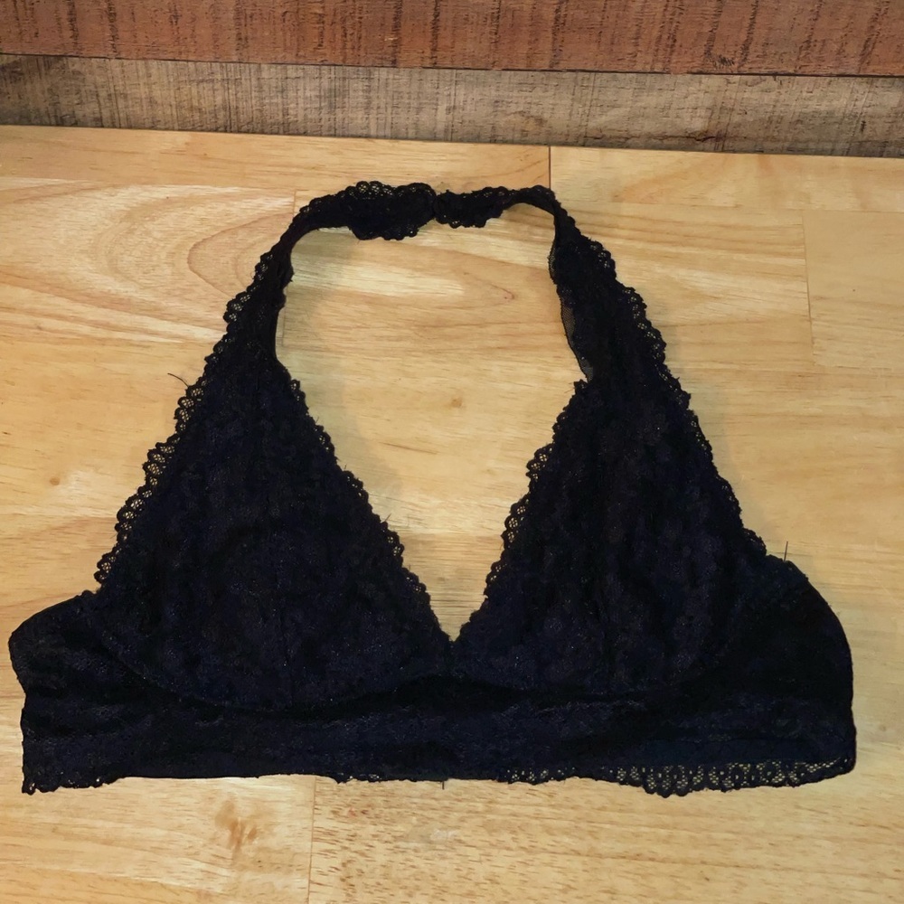 Black lace triangle Bralette